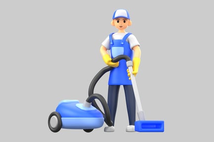 Visualização: Limpador de desenhos animados com aspirador