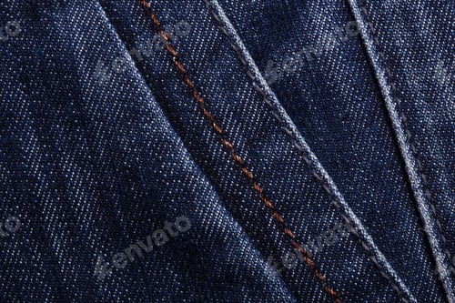 Preview: Denim Jeans Texture Background With Torn. The Texture Of The Colored Cotton Fabric. Stitched