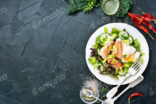 Gourmet Salad with Chicken and Poached Egg