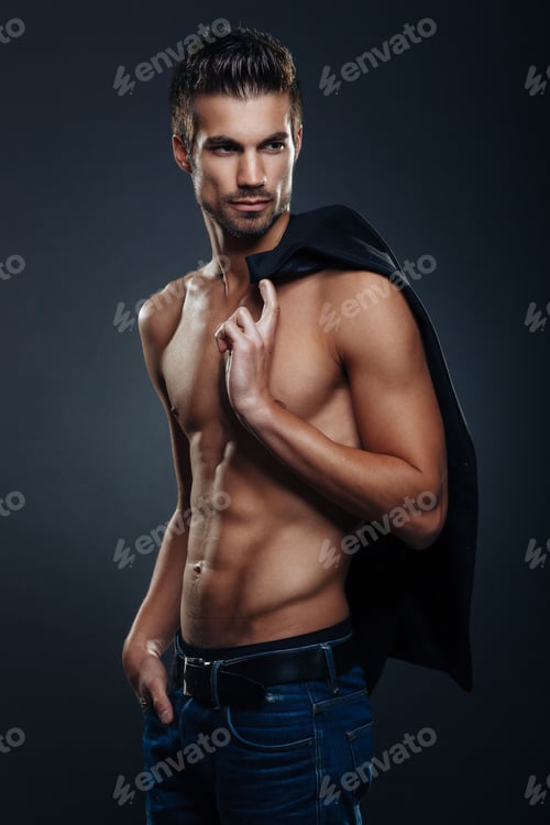 Preview: Handsome man shirtless posing in the studio