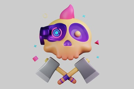 Preview: Cartoon skull with axes