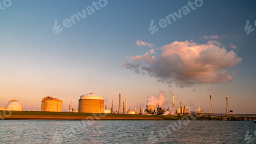 Preview: Rotterdam Netherlands, Oil harbour tank terminals and chemical carriers in the port of Rotterdam