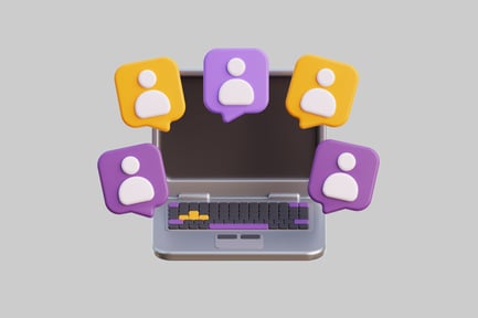 Preview: Laptop with social network bubbles
