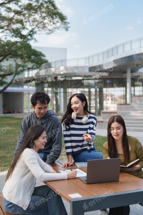 Preview: Students collaborating on a project at university campus