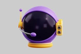 Aperçu: Casque d'astronaute de dessin animé violet jaune