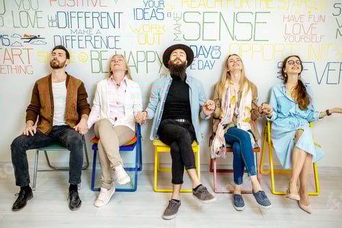 Preview: Group of diverse people on the white wall background