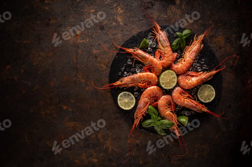 Preview: Seafood on a grungy rusty background