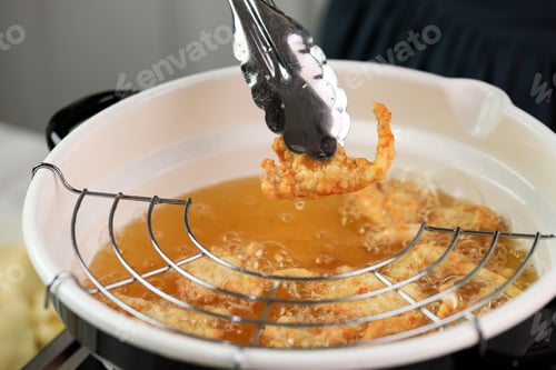 Preview: Cooking Process: Frying Oyster Mushroom Making Crispy Mushroom in Hot Oil.