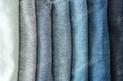 Preview: Folded Denim Fabrics in Various Blue Tones