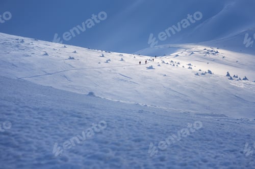 Preview: Group of Hikers on a Winter Mountain Hike