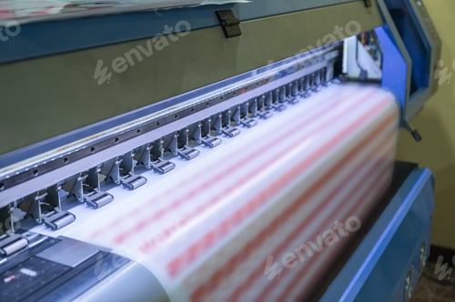 Preview: Large format inkjet printer working on sticker sheets