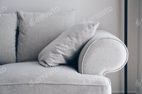 Preview: Grey sofa in the home interior