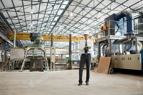 Preview: Engineer reviewing documents on the factory floor