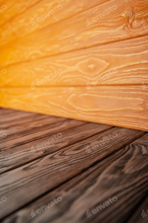 Preview: brown wooden floor and orange wooden wall