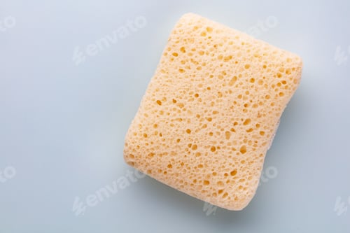 Preview: Soap bar and foam on white background, top view. Mockup for design