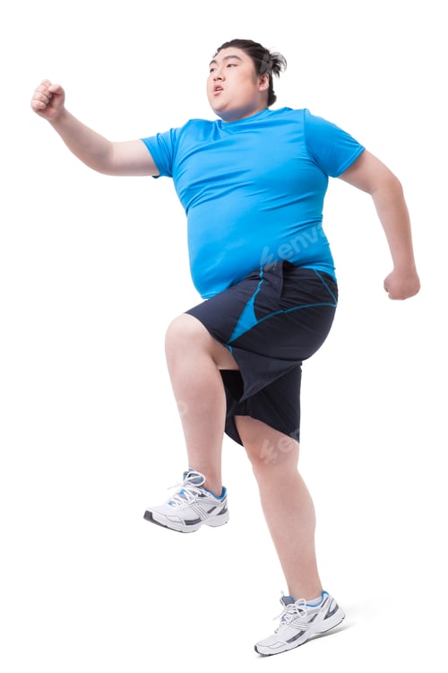 Preview: Overweight man running with difficulty