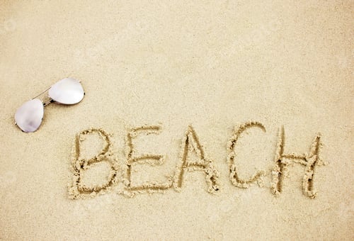 Preview: Sunglasses with beach written on sand