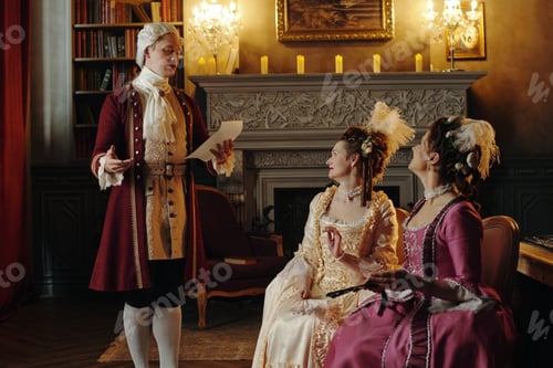 Preview: Caucasian Young Adult Man Reading Document to Caucasian Young Adult Women Listening