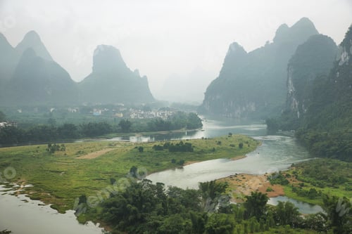 Preview: Karst mountains around Li river from Tangjiao nunnery