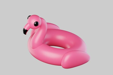 Preview: Pink inflatable flamingo pool float.