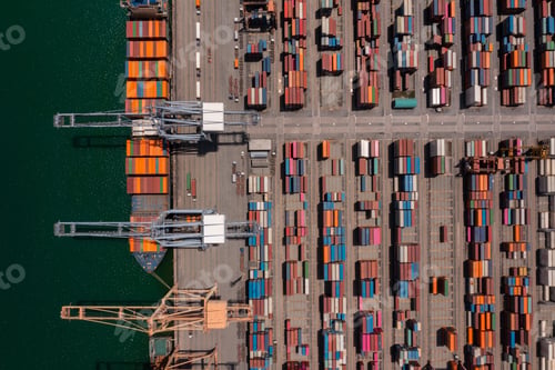 Preview: Aerial View of Cargo Ship at Dock