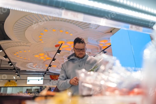 Preview: Man looking for vegetable Male Customers Shopping