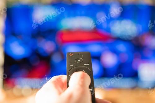 Preview: Point of view using smart tv remote to steam movies.