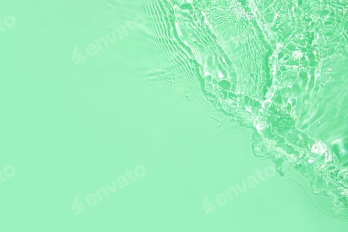green transparent clear water surface texture wave, ripples summer background top view, copy space