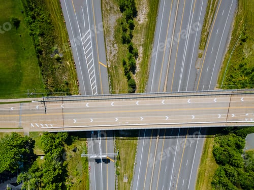 Preview: Aerial view highway interchange multiple road interchanges Cleveland Ohio
