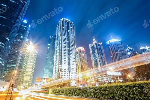 Preview: futuristic urban buildings at night