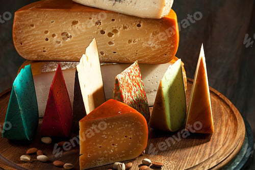 Preview: Elite variety of cheese on wooden background