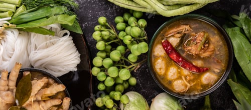 Preview: Rice noodle and coconut milk solution.