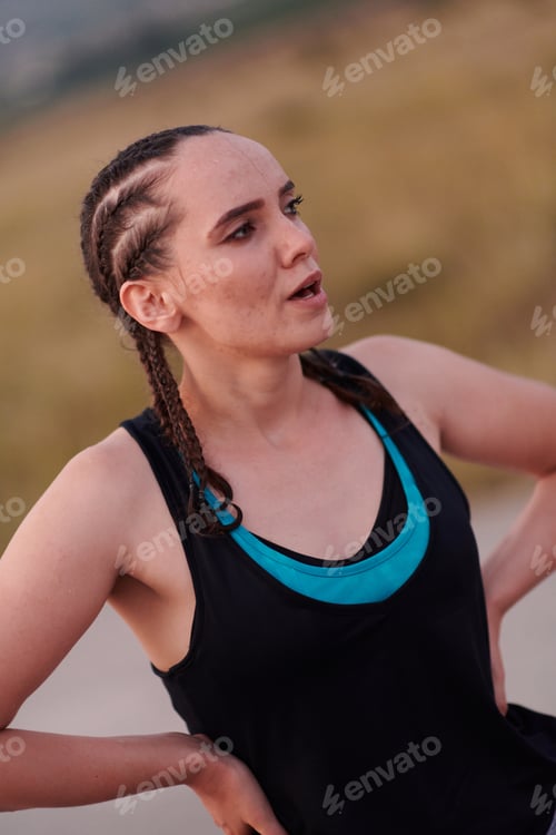 Preview: Close-Up Portrait of Determined Athlete Resting After Intense Workout