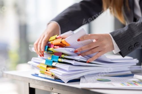 Preview: Business Documents, Auditor businesswoman checking searching document legal prepare paperwork or