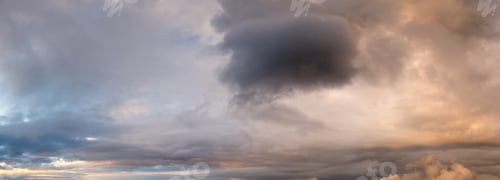 Preview: Dramatic Sunset Sky With Heavy Clouds Over Horizon, Moody Cloudscape At Dusk