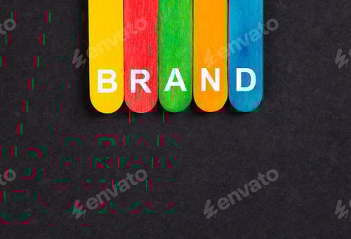 Preview: Business concept.Text BRAND writing on colored sticks