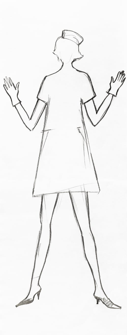 Preview: Back View of Dress Sketch Wearing Heels