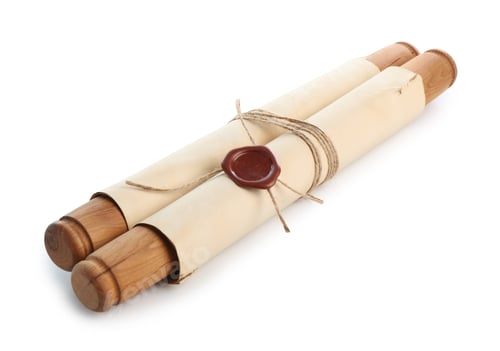Preview: Old rolled paper scroll isolated on white