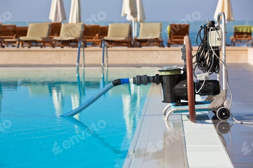 Preview: Cleaning pump working with a swimming pool