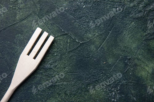 Preview: top view white plastic fork on dark background plastic fork cutlery kitchen wood color food darkness