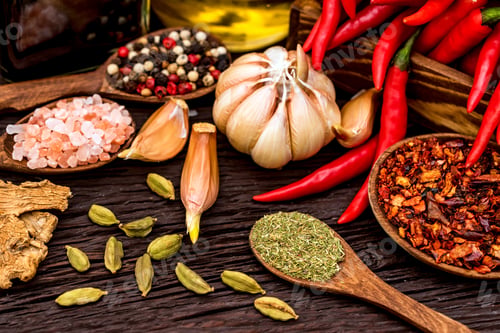 Preview: Composition with chili pepper and various spices