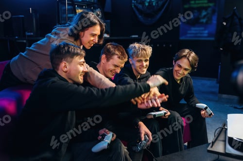 Preview: Group of young gamers are indoors