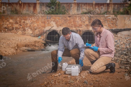 Preview: Scientist analysis professional wearing glasses and safety glove under working analysis water qualit