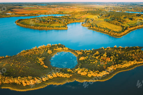 Preview: Lyepyel District, Lepel Lake, Beloozerny District, Vitebsk Region. Aerial View Of Residential Area