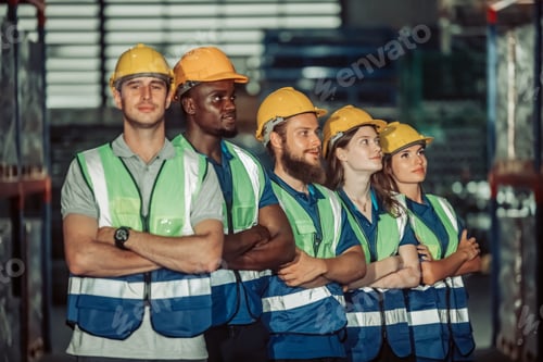 Preview: Diverse warehouse team create empowerment, confidence. Collaboration drives excellence in logistics