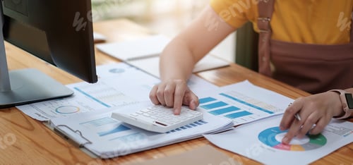 Preview: Close up woman investment consultant analysis company annual financial report balance sheet