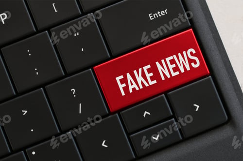 Preview: Concept - Computer Keyboard with red key that says FAKE NEWS, online dangers