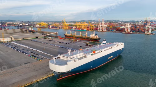 Preview: Many new cars running cargo ship, Ro-Ro Ship for import export shipping cars