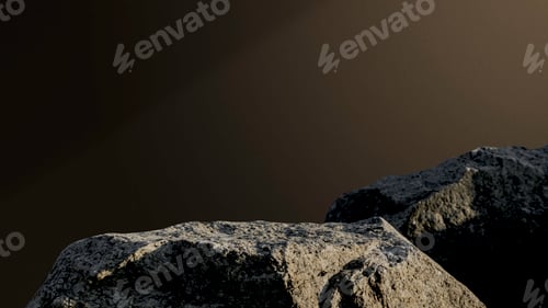 Preview: Rock podium, Stone with natural light Dark Background, Cliff rock mountain stand formation