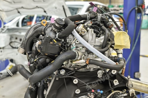 Preview: Details of a new car engine with motor sheath